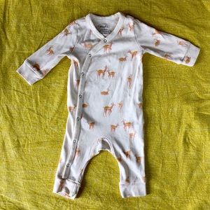 *EUC* Pehr watercolor Deer kimono romper  3-6 mos